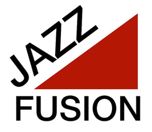 jazz fusion image with the words jazz fusion and and red triangle in the center
